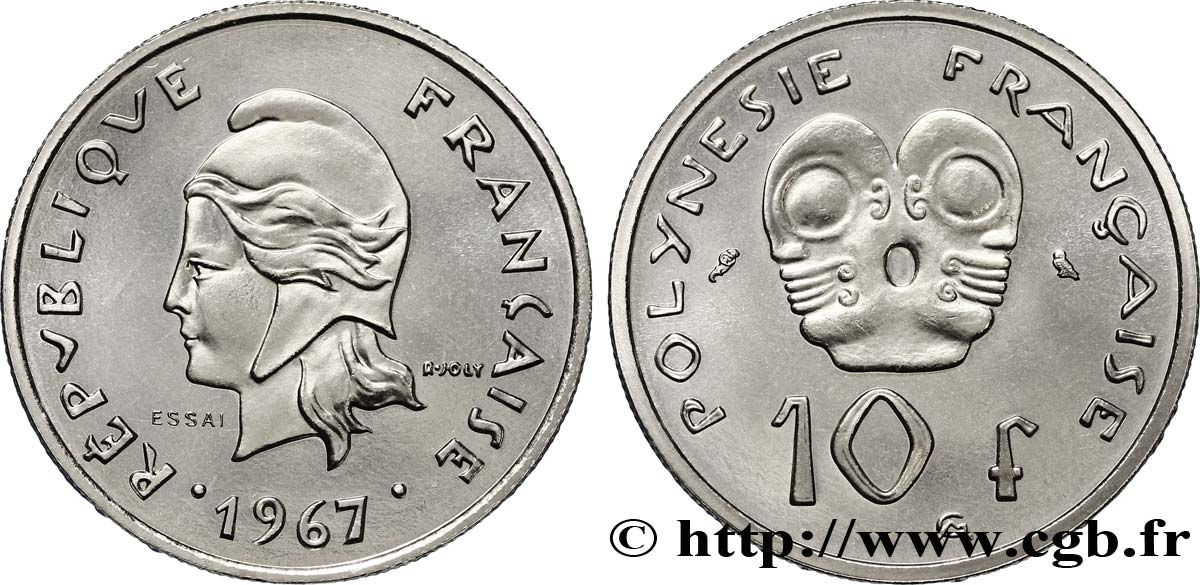 FRANZÖSISCHE-POLYNESIEN Essai de 10 Francs Marianne 1967 Paris ST 