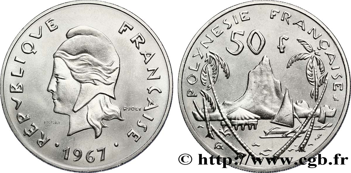 FRANZÖSISCHE-POLYNESIEN Essai de 50 Francs Marianne 1967 Paris ST 