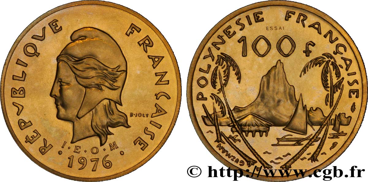 FRANZÖSISCHE-POLYNESIEN 100 Francs ESSAI Marianne / paysage polynésien type IEOM 1976 Paris ST 