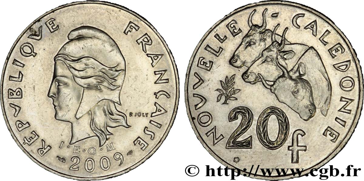 NUEVA CALEDONIA 20 Francs I.E.O.M. 2009 Paris EBC 