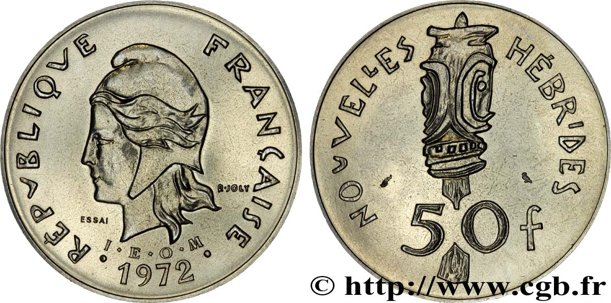NEW HEBRIDES (VANUATU since 1980) 50 Francs ESSAI 1972 Paris AU 