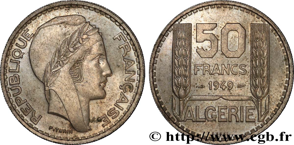 ALGERIEN Essai 50 Francs Turin 1949  fST 