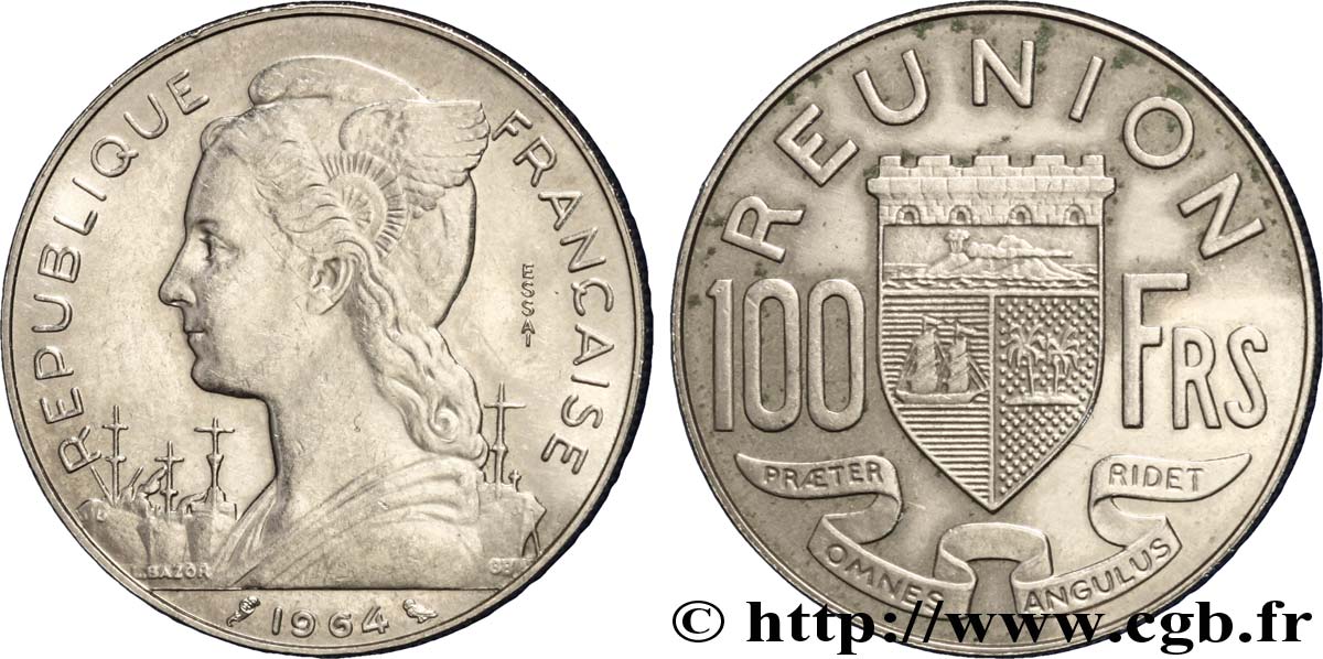 REUNION INSEL Essai de 100 Francs 1964 Paris VZ 