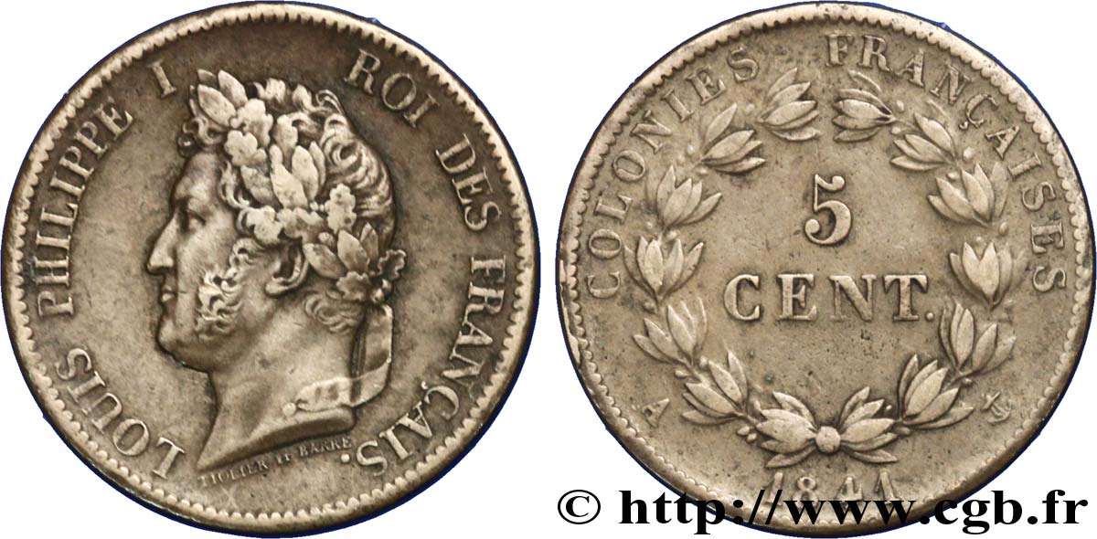 FRENCH COLONIES - Louis-Philippe for Guadeloupe 5 Centimes Louis Philippe Ier 1841 Paris - A XF 