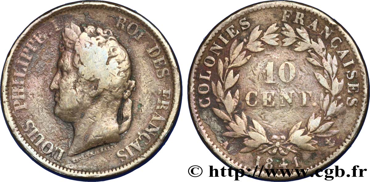 FRENCH COLONIES - Louis-Philippe for Guadeloupe 10 Centimes Louis Philippe Ier 1841 Paris - A F 