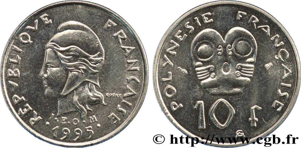 FRENCH POLYNESIA 10 Francs I.E.O.M Marianne 1995 Paris MS 