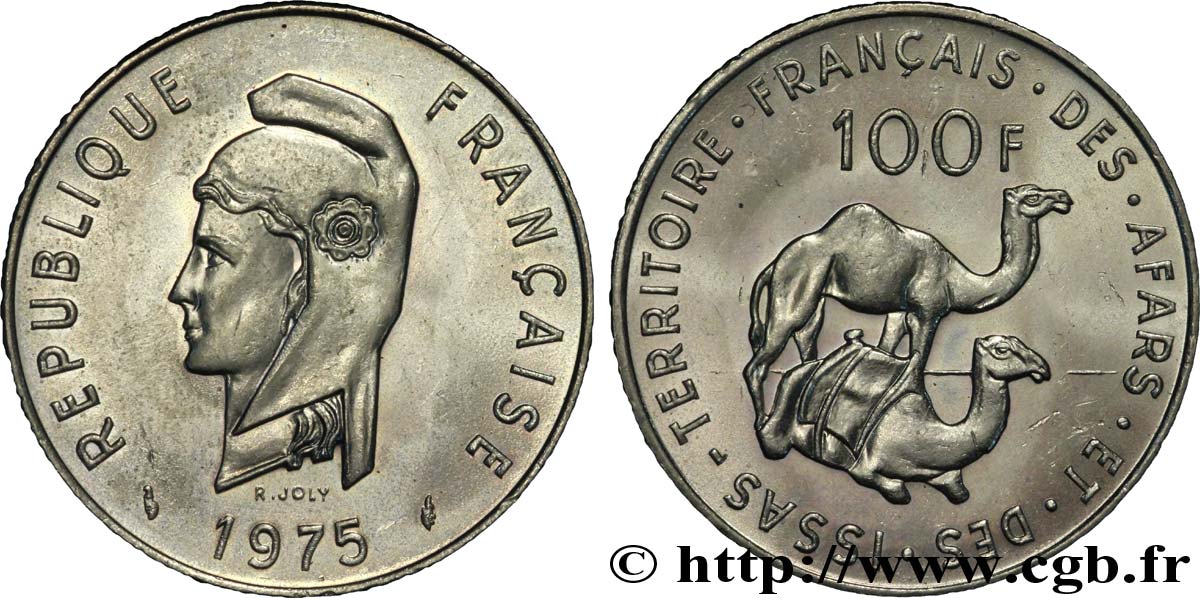 DJIBUTI - Territorio francese degli Afar e degli Issa 100 Francs Marianne / dromadaires 1975 Paris MS 