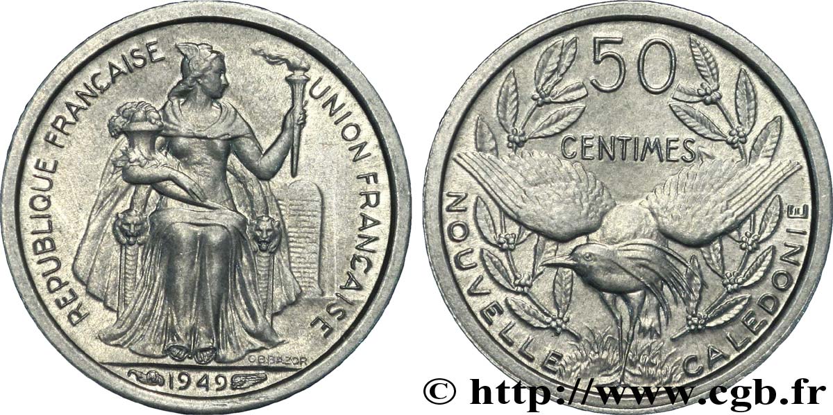 NEW CALEDONIA 50 Centimes Union Française 1949 Paris MS 