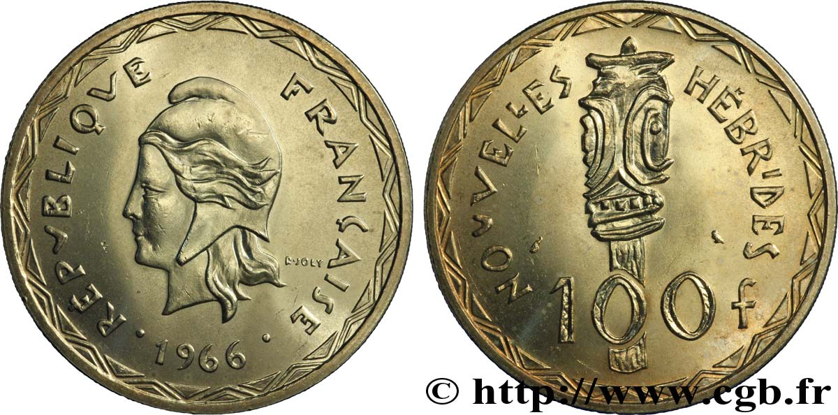 NEUE HEBRIDEN (VANUATU ab 1980) 100 Francs 1966 Paris fST 