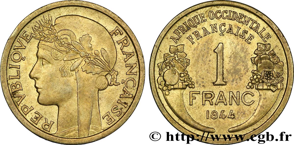 AFRICA OCCIDENTALE FRANCESA  1 Franc Morlon 1944 Londres MS 