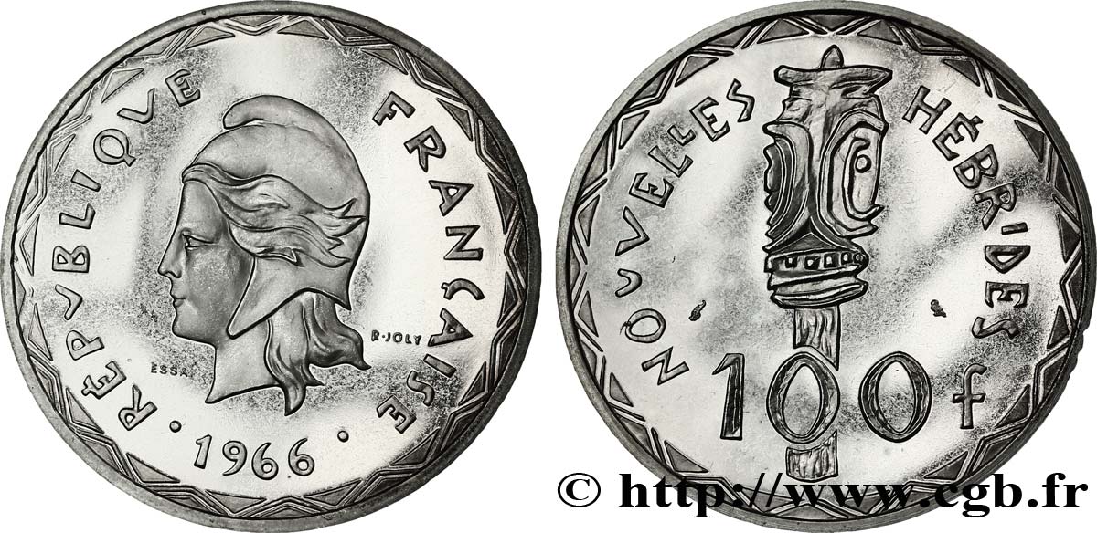 NEUE HEBRIDEN (VANUATU ab 1980) 100 Francs ESSAI 1966 Paris ST 