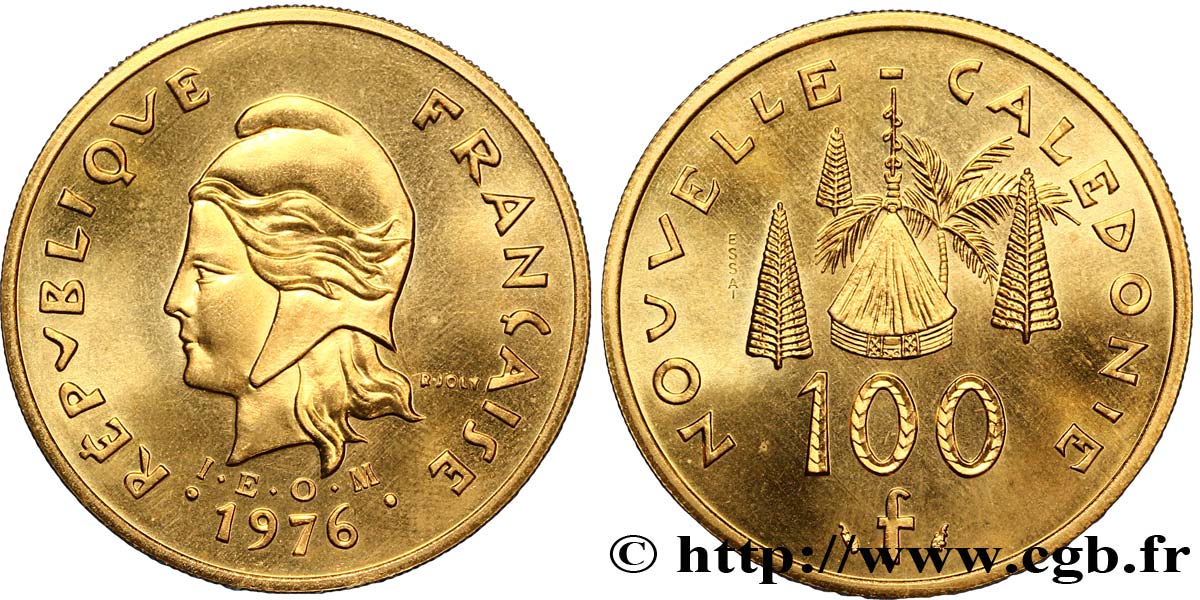 NEUKALEDONIEN 100 Francs ESSAI type IEOM 1976 Paris ST 