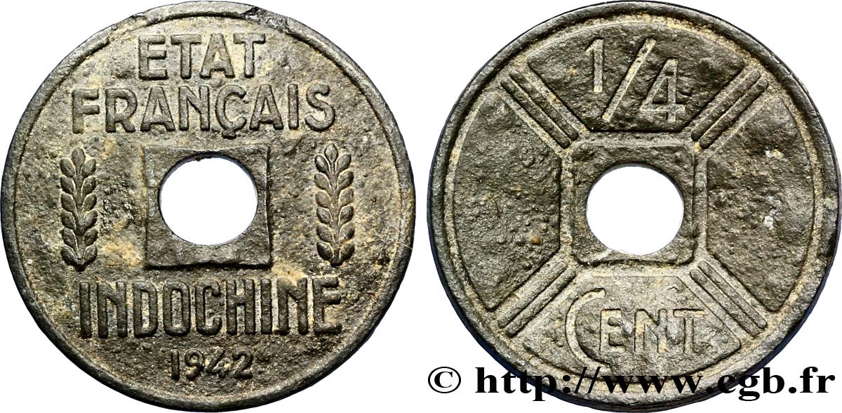 INDOCINA FRANCESE 1/4 Cent 1942 Osaka q.BB 