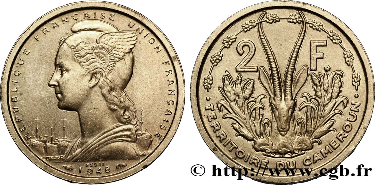 CAMEROON - FRENCH UNION Essai de 2 Francs 1948 Paris AU 