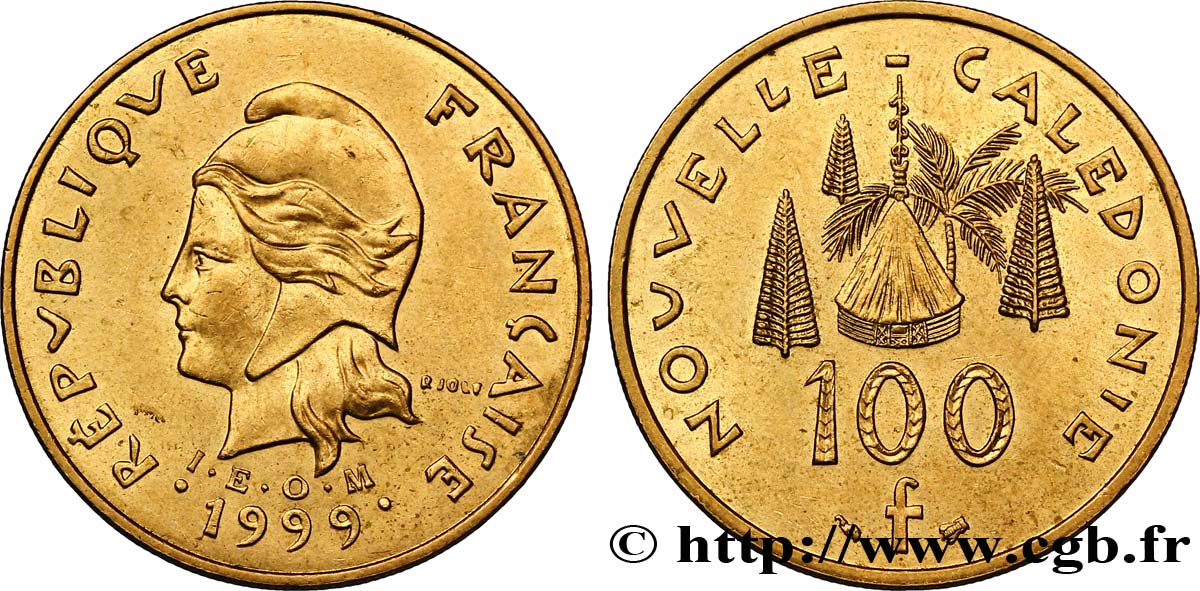 POLINESIA FRANCESA 100 Francs I.E.O.M Marianne / Paysage polynésien 1999 Paris EBC 