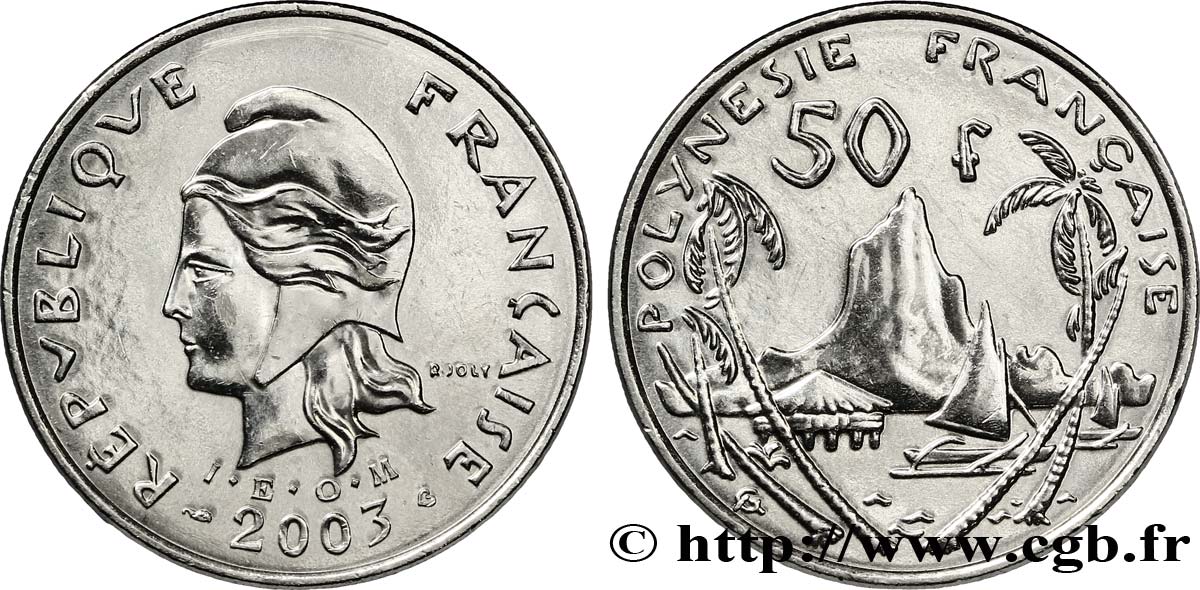 FRENCH POLYNESIA 50 Francs I.E.O.M. Marianne 2003 Paris AU 