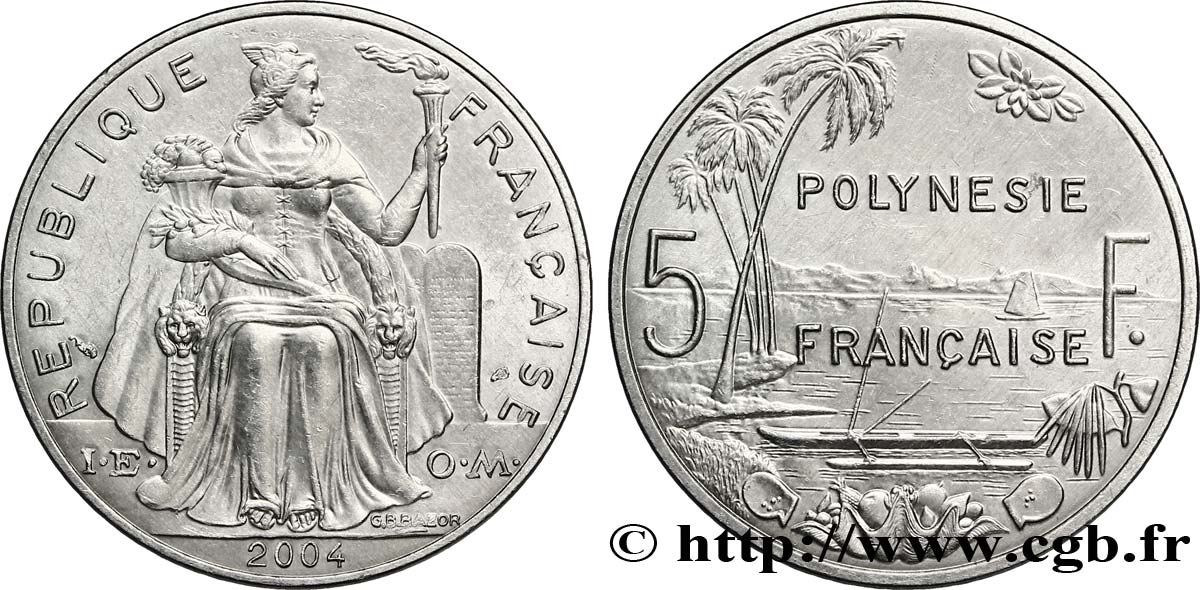 POLYNÉSIE FRANÇAISE 5 Francs Polynésie Française 2004 Paris SPL 