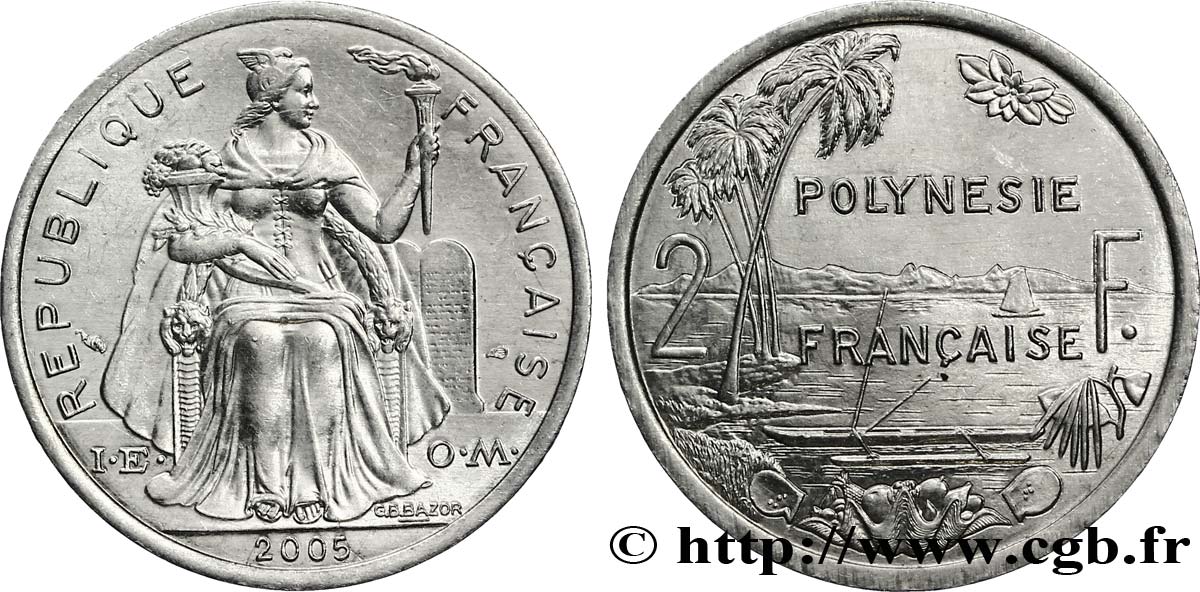 POLYNÉSIE FRANÇAISE 2 Francs 2005 Paris SPL 