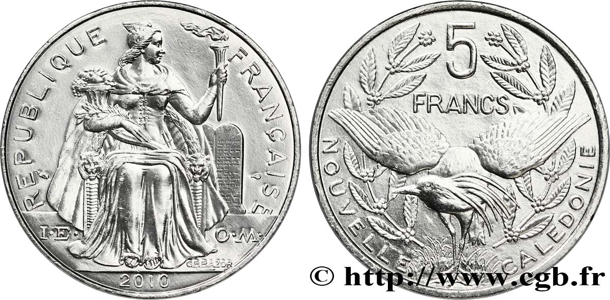 NEUKALEDONIEN 5 Francs I.E.O.M. 2010 Paris fST 
