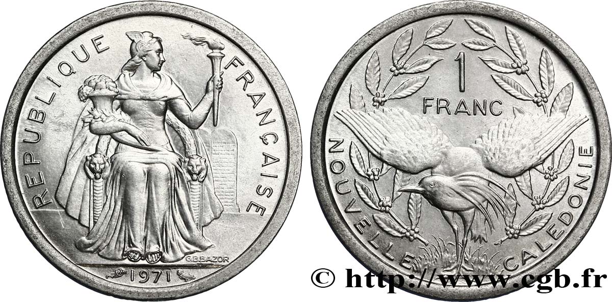 NEW CALEDONIA 1 Franc 1971 Paris MS 