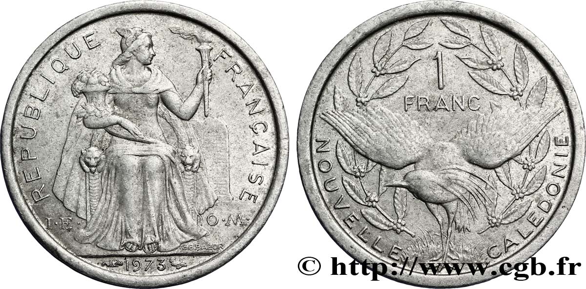 NUOVA CALEDONIA 1 Franc IEOM 1973 Paris SPL 