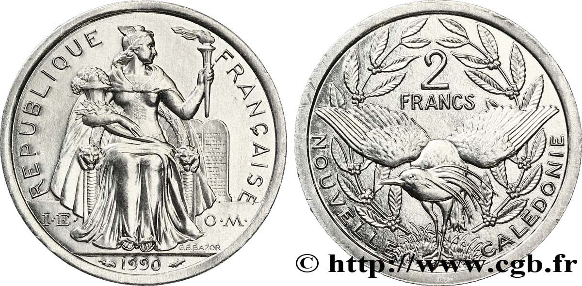 NUEVA CALEDONIA 2 Francs I.E.O.M. 1990 Paris SC 