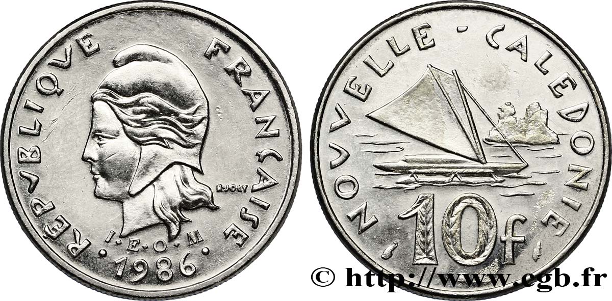 NEUKALEDONIEN 10 Francs I.E.O.M. 1986 Paris VZ 