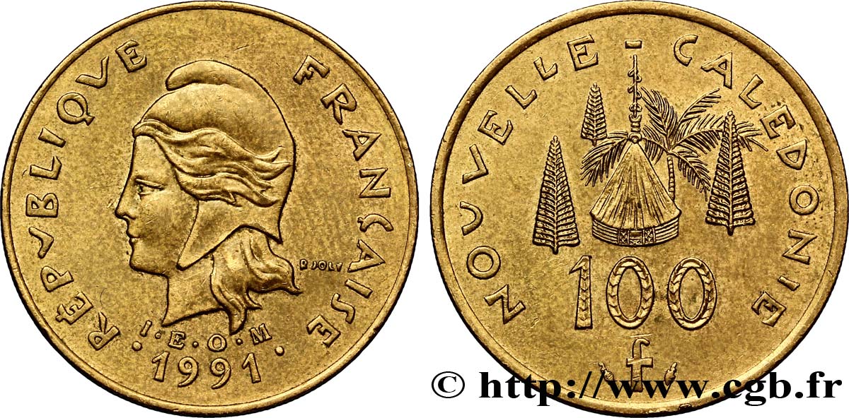 NEUKALEDONIEN 100 Francs IEOM 1991 Paris VZ 