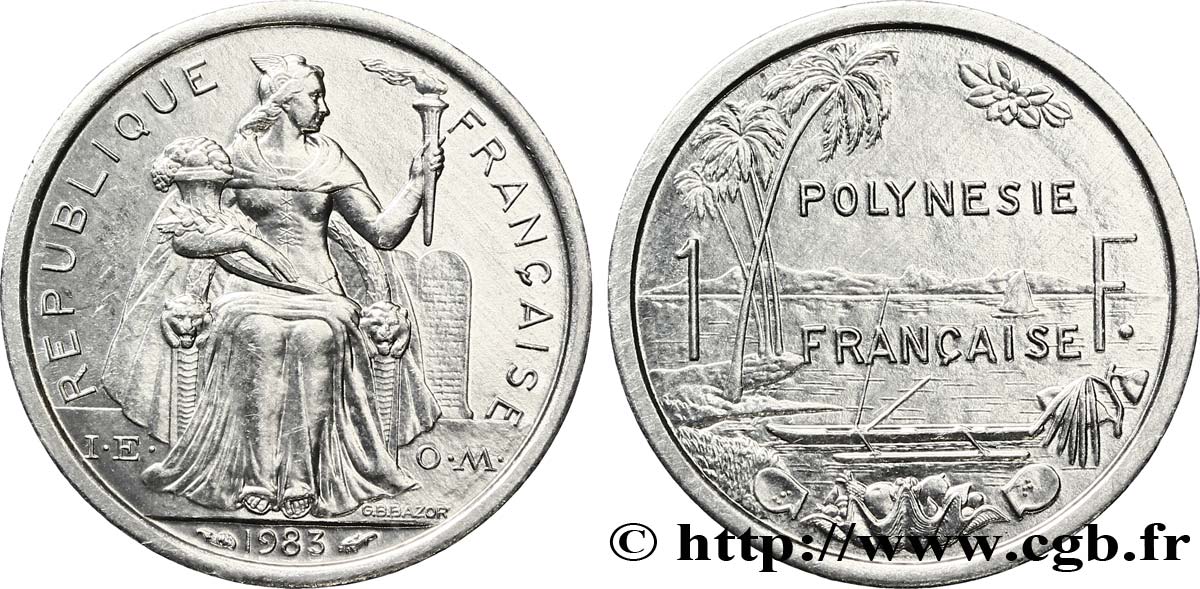 FRENCH POLYNESIA 1 Franc I.E.O.M.  1983 Paris AU 
