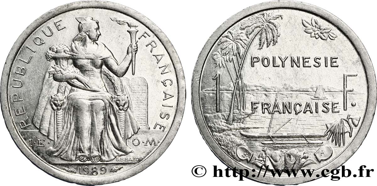 POLINESIA FRANCESE 1 Franc I.E.O.M.  1989 Paris q.SPL 