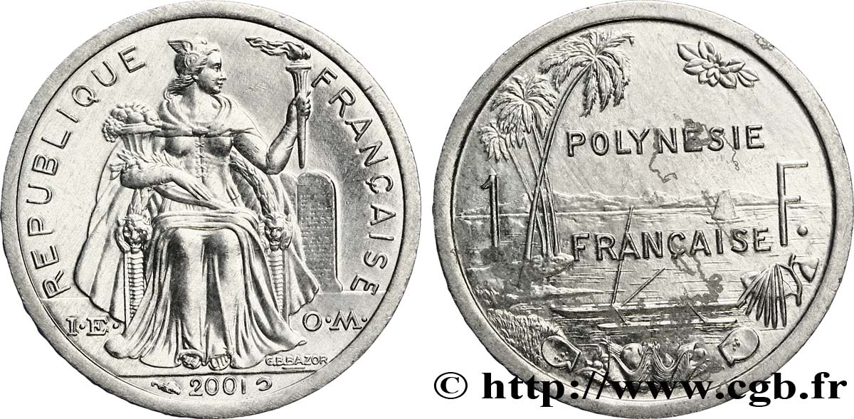 FRENCH POLYNESIA 1 Franc I.E.O.M.  2001 Paris AU 