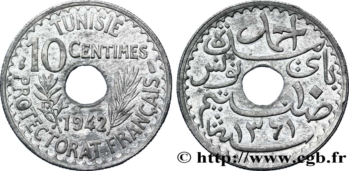 TUNESIEN - Französische Protektorate  10 Centimes 1942 Paris VZ 