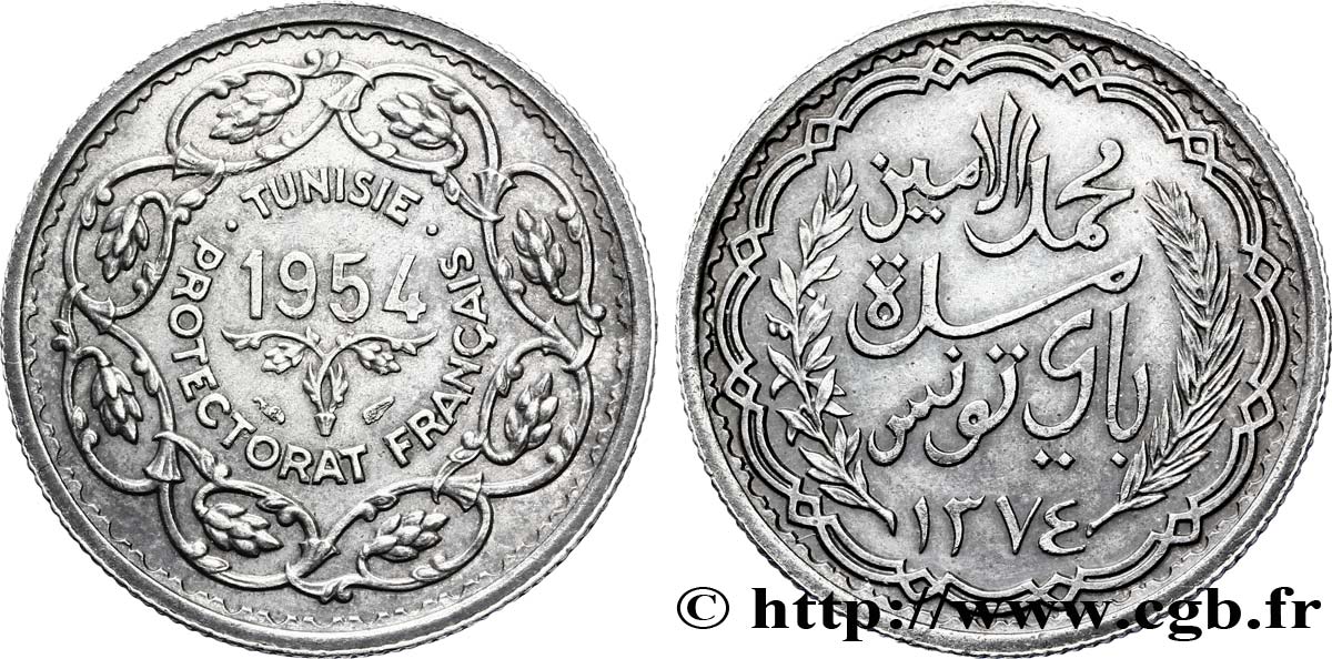 TUNISIA - FRENCH PROTECTORATE 10 Francs (module de) 1954 Paris AU 