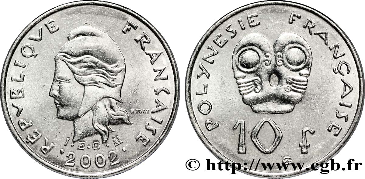 POLINESIA FRANCESA 10 Francs I.E.O.M Marianne 2002 Paris EBC 