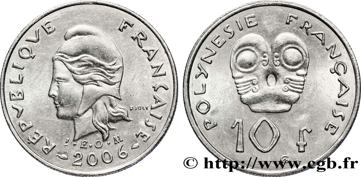 FRANZÖSISCHE-POLYNESIEN 10 Francs I.E.O.M Marianne 2006 Paris VZ 
