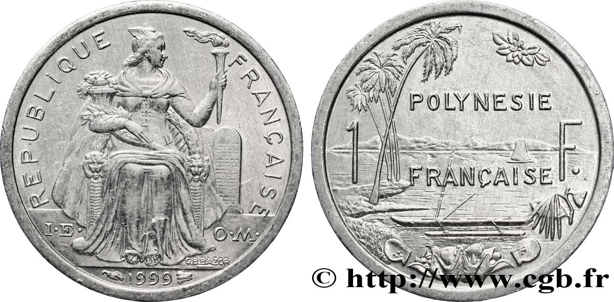 FRENCH POLYNESIA 1 Franc I.E.O.M.  1999 Paris AU 