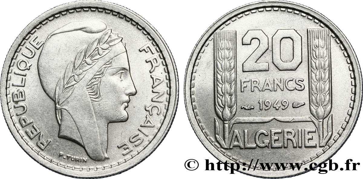 ALGÉRIE 20 Francs Turin 1949  SPL 