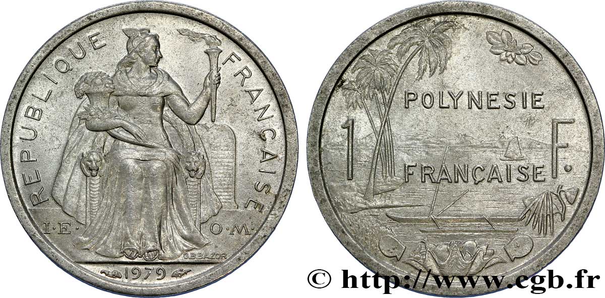 FRANZÖSISCHE-POLYNESIEN 1 Franc 1979 Paris VZ 
