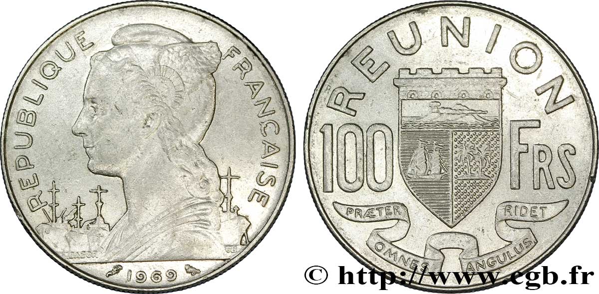 REUNION INSEL 100 Francs 1969 Paris SS 