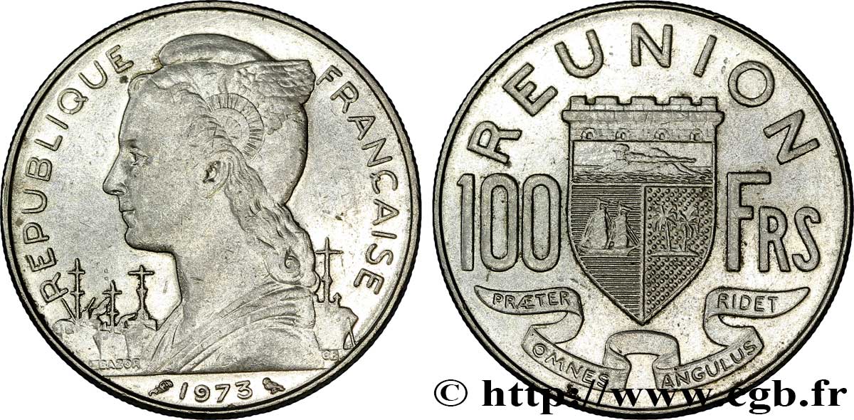 REUNION INSEL 100 Francs 1973 Paris SS 