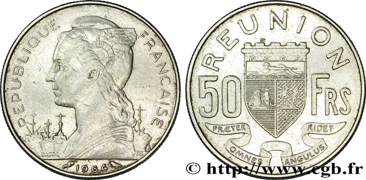 ISOLA RIUNIONE 50 Francs / armes de la Réunion 1964 Paris BB 