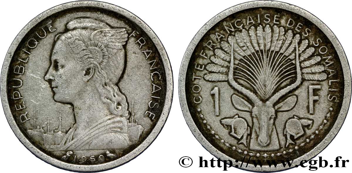 FRANZÖSISCHE SOMALILAND 1 Franc 1959 Paris S 