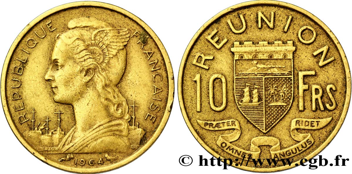 REUNION 10 Francs 1964 Paris XF 