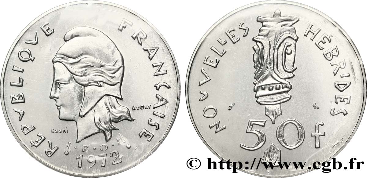 NEW HEBRIDES (VANUATU since 1980) Essai de 50 Francs Marianne / masque type IEOM 1972 Paris MS 