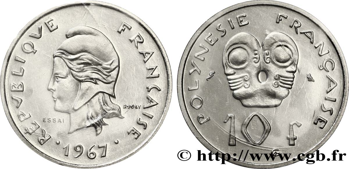 POLINESIA FRANCESA Essai de 10 Francs Marianne 1967 Paris FDC 