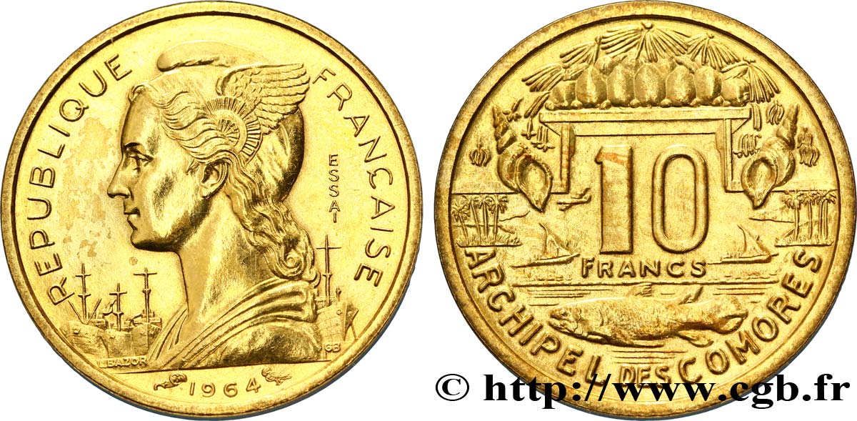 COMORES - Archipel Essai de 10 Francs 1964 Paris SUP 