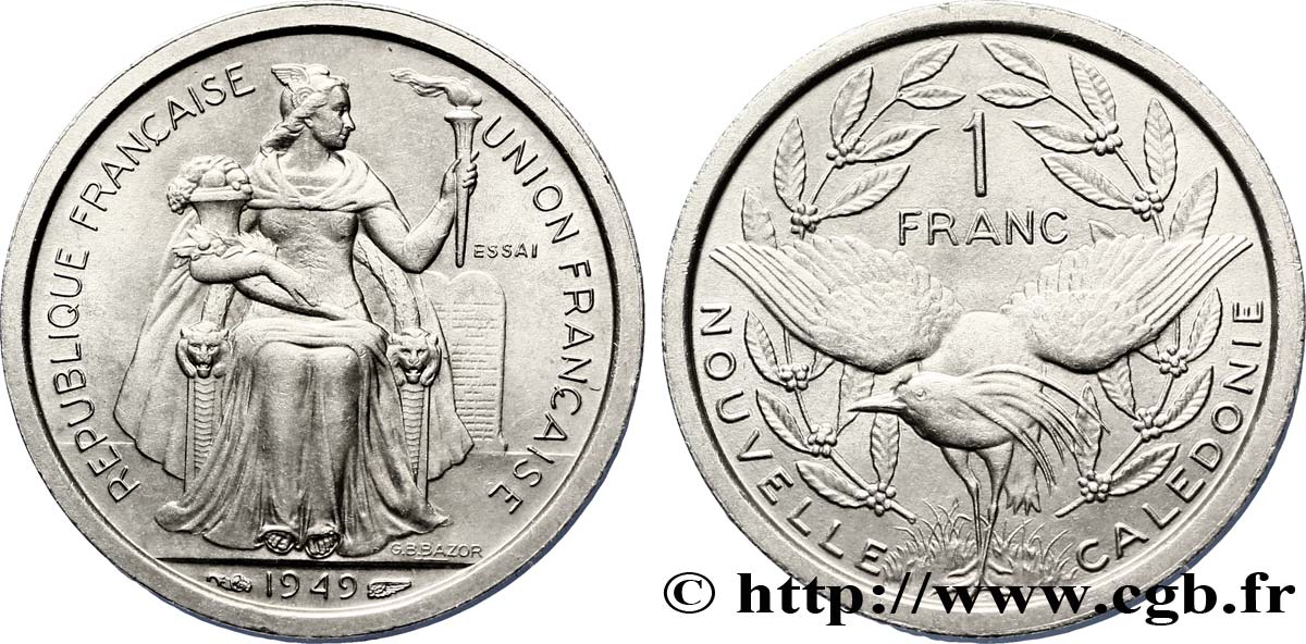 NOUVELLE CALÉDONIE Essai de 1 Franc 1949 Paris FDC 