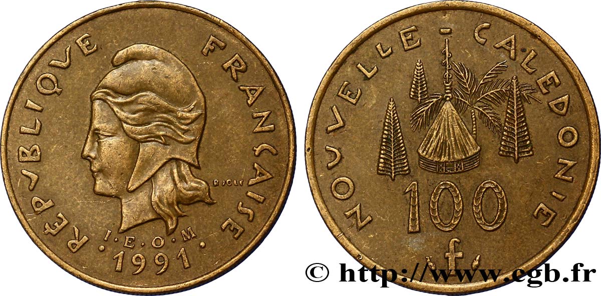 NEW CALEDONIA 100 Francs IEOM 1991 Paris AU 