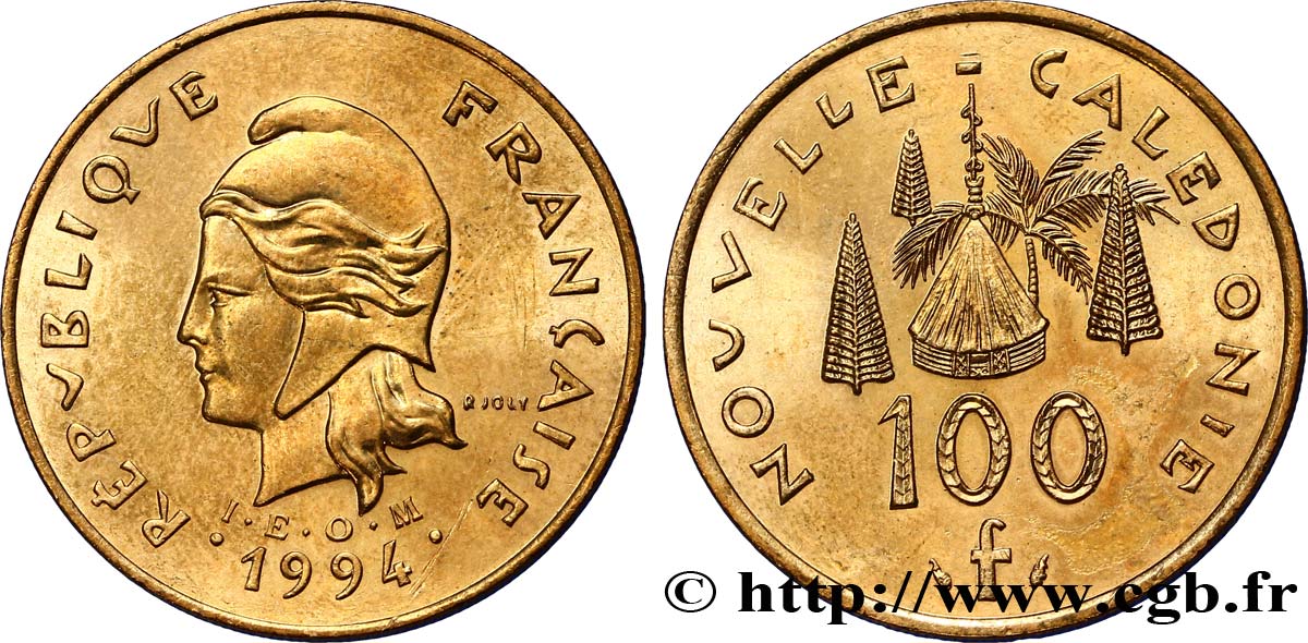 NUEVA CALEDONIA 100 Francs I.E.O.M. 1994 Paris EBC 