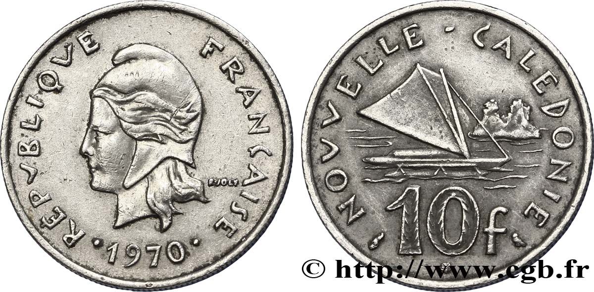 NUEVA CALEDONIA 10 Francs 1970 Paris MBC 
